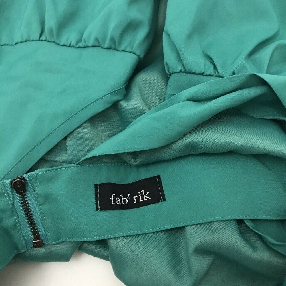 Fab'rik Womens Dress Teal Open Back Cowl Neck Sleeveless Pleat Accents M - Picture 5 of 5